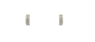 Argollas de doble banda con diamantes de 0,75 quilates en oro blanco de 10 quilates - 12 mm