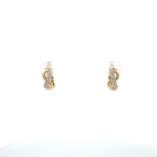 10K Yellow and White Gold Infinity Diamond Earrings