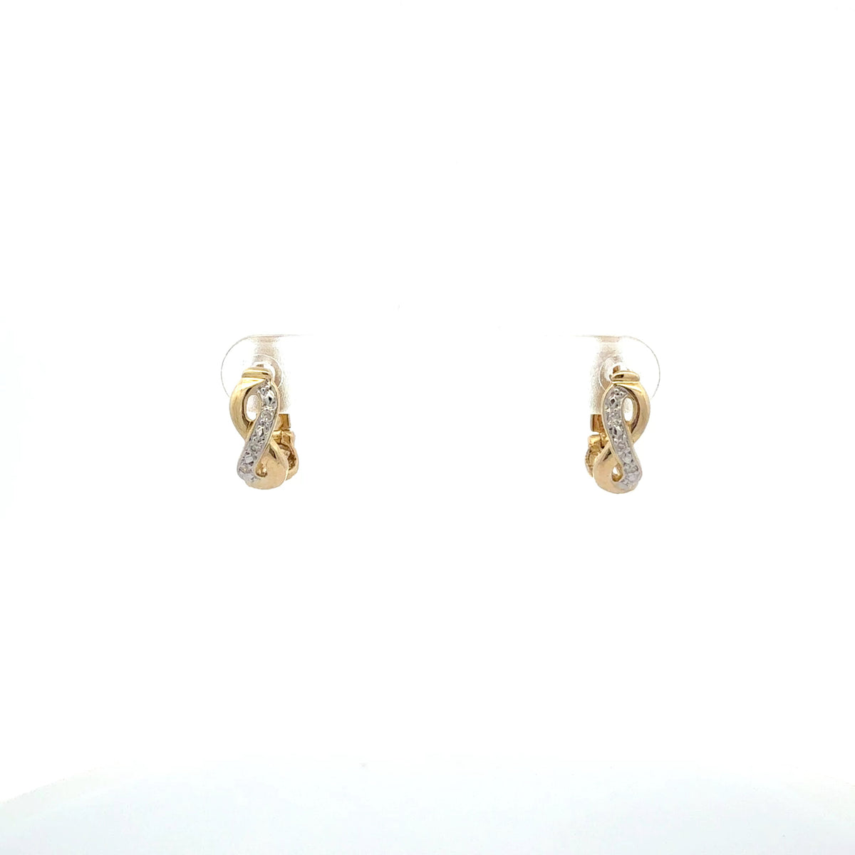 10K Yellow and White Gold Infinity Diamond Earrings
