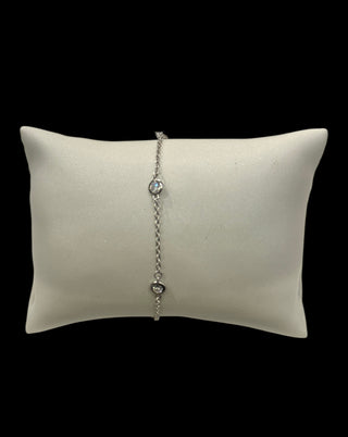 925 Sterling Silver Cubic Zirconia Link Bracelet  -  6.5-8.5 Inches