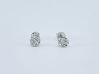 14K White Gold 0.25cttw Diamond Cluster Earrings