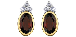 10K Yellow Gold Garnet and Diamond Earrings