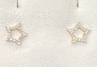 14K White Gold Diamond Star Stud Earrings
