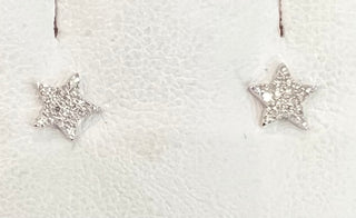 14K White Gold 0.09cttw Diamond Star Earrings