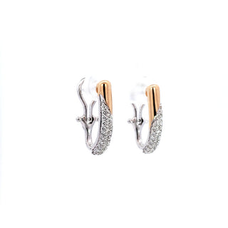 14K Two Tone 0.55cttw Gold Diamond Hoop Earrings