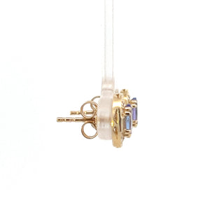 10K Yellow Gold Tanzanite , White sapphire and Diamond Earrings