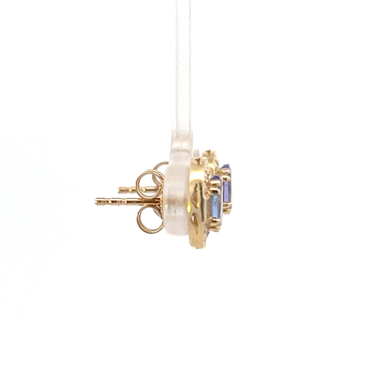 10K Yellow Gold Tanzanite , White sapphire and Diamond Earrings