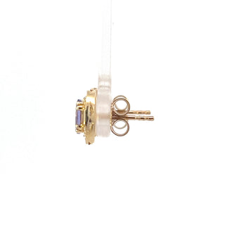10K Yellow Gold Tanzanite , White sapphire and Diamond Earrings