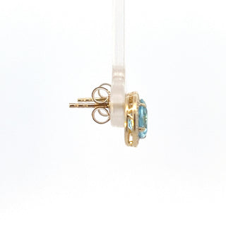 10K Yellow Gold Blue Topaz and Diamond Earrings