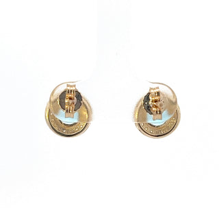 10K Yellow Gold Blue Topaz and Diamond Earrings