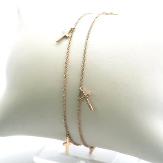 14K Yellow Gold 0.24 cttw Diamond Cross Bracelet