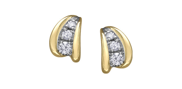 10K Yellow Gold 0.10cttw Diamond Earrings