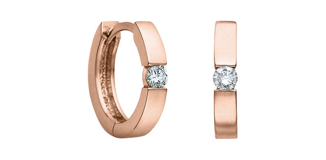 10K Gold 0.10cttw Diamond Hoop Earrings