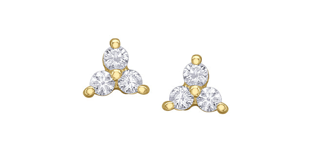 10K Yellow Gold 0.10cttw Diamond Earrings