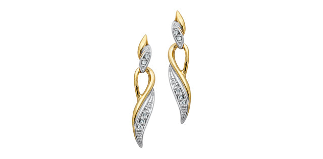 10K Yellow Gold 0.05cttw Diamond Dangle Earrings