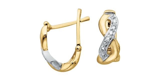 10K Yellow and White Gold Infinity Diamond Earrings