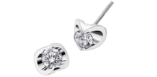Aretes de oro blanco de 14 quilates con diamantes canadienses de talla redonda de 0,40 quilates