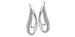 Aretes de eternidad dobles con diamantes de 0,10 quilates en oro blanco y amarillo de 10 quilates