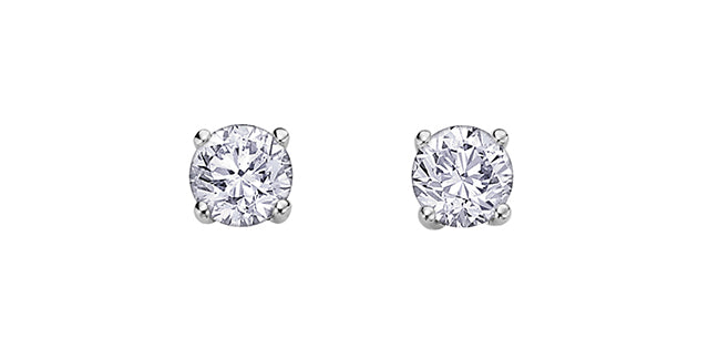 14K White Gold 0.10cttw Round Brilliant Cut Canadian Diamond Earrings