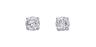 Aretes de diamantes canadienses de 0,15 quilates en oro blanco de 14 quilates