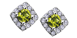 10K White Gold Peridot & Diamond Earring