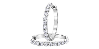 10K White Gold 3.00cttw Diamond Hoop Earrings