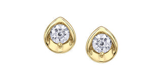 Aretes de diamantes canadienses de talla brillante redonda de 0,30 quilates en oro amarillo de 10 quilates