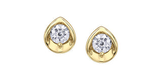 Pendientes de diamantes canadienses de talla brillante redonda de 0,10 quilates en oro amarillo de 10 quilates