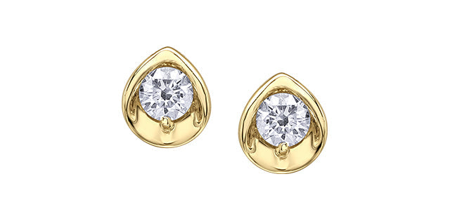 Pendientes de diamantes canadienses de talla brillante redonda de 0,10 quilates en oro amarillo de 10 quilates