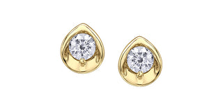 Pendientes de diamantes canadienses de talla brillante redonda de 0,20 quilates en oro amarillo de 10 quilates
