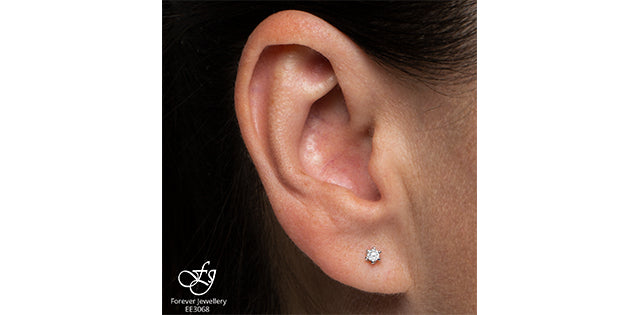 10K White Gold 0.16cttw Round Cut Canadian Diamond Stud Earrings