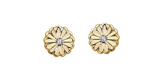 10K Yellow Gold Diamond Flower Earrings
