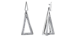 10K White Gold 0.20cttw Diamond Dangle Earrings