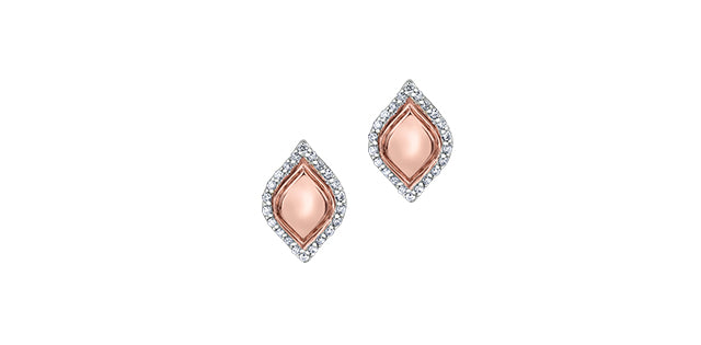 Aretes de diamantes de 0,13 quilates en oro blanco y rosa de 10 quilates