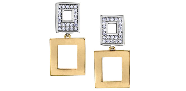 10K Yellow  and White Gold 0.23cttw Diamond Earrings
