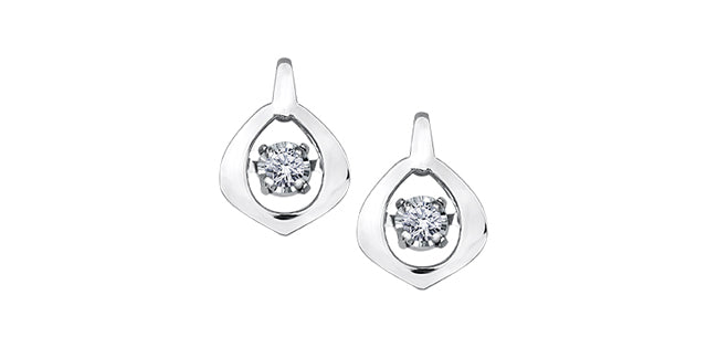 10K White Gold 0.04 cttw Diamond Pulse Earrings
