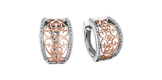 10K White and Rose Gold 0.33cttw Diamond Earrings