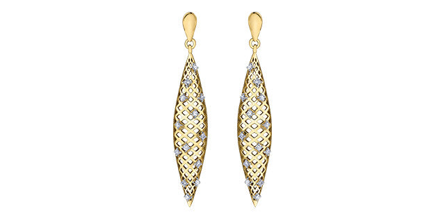 10K Yellow Gold 0.20cttw Diamond Dangle Earrings
