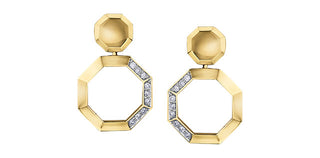 10K Yellow Gold 0.135cttw Diamond Earrings