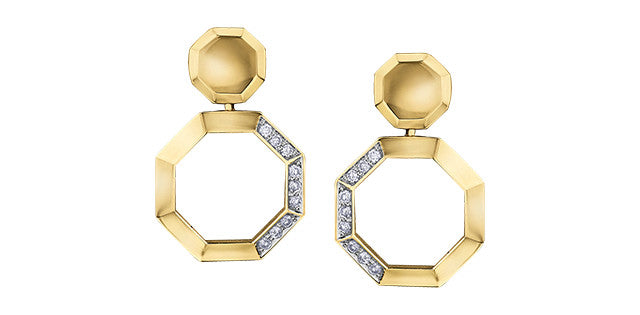 10K Yellow Gold 0.135cttw Diamond Earrings