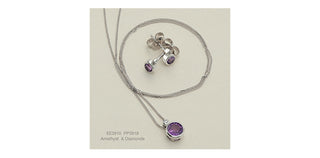 10K White Gold Amethyst and Diamond Earrings