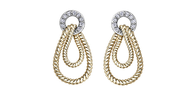 10K White & Yellow Gold 0.11cttw Diamond Earrings