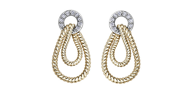 10K White &amp; Yellow Gold 0.11cttw Diamond Earrings