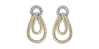 10K Yellow and white Gold Diamond Earrings