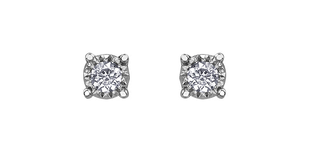 10K White Gold Diamond Solitaire Earrings 0.25cttw