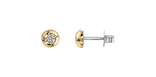 10K Yellow & White Gold 0.08cttw Diamond Stud Earrings