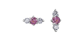 14K White Gold Pink Sapphire and Canadian Diamonds Earrings