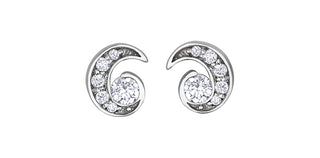 14K White Gold 0.12cttw Maple Leaf Canadian Diamonds Earrings