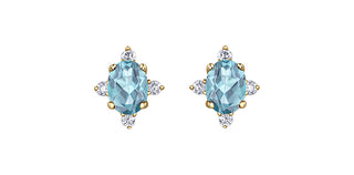 10K Yellow Gold Aquamarine and Diamond Earrings