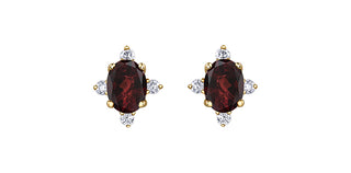 10K Yellow Gold Garnet and Diamond Earrings